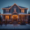 Professional holiday lighting installation on a two-story home in Boise, Idaho